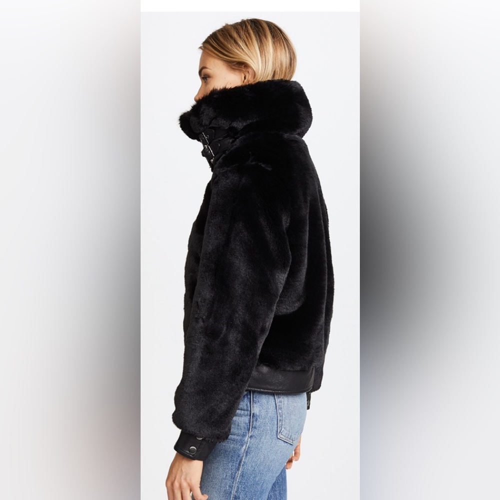 🖤 BLANK NYC Black Noise Coat with Buckles Moto Inspired With Faux Fur 🖤 - Picture 3 of 9